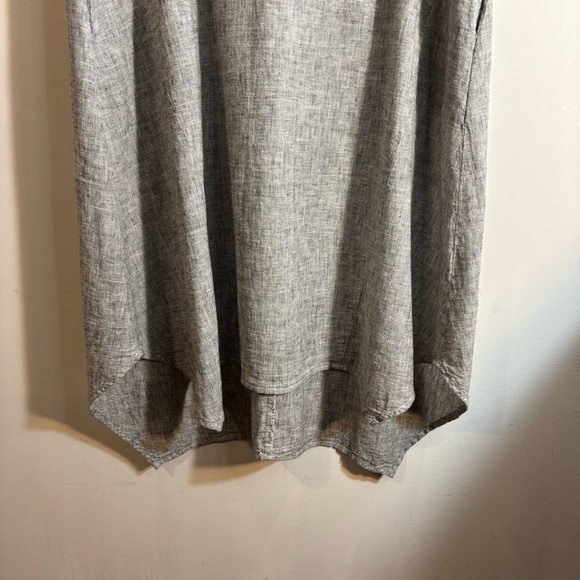 CUT LOOSE Sz M V-Neck Gray Asymmetrical Sleeveless Dress Linen Cotton Blend - Picture 4 of 8
